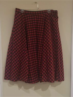 Red and Black Plaid Circle Skirt - Classic Swing